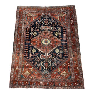 NW Bakshayesh Rug in Navy, Clay, Terracotta 5 x 7 For Sale