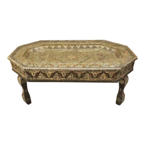 Moroccan Octagonal Metal Inlaid Coffee Table