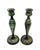 Vintage Brass Candlesticks With Verdigris Finish – Pair – Neoclassical / European Traditional For Sale In Houston - Image 6 of 9