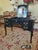 1960s French High Gloss Black Vanity With Two Drawers and a Lift Up Middle Storage Area With Mirror. For Sale - Image 4 of 4