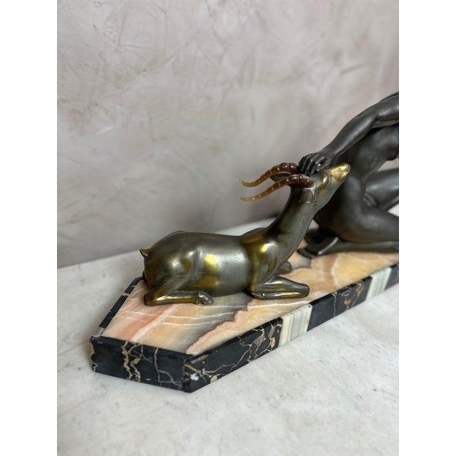 1920s Art Deco, Unknown, Figurative Sculpture, 1930, Spelter and Marble For Sale - Image 5 of 17