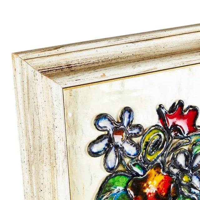 From the mid century era of Van Pelt Galleries of Beverly Hills and Chicago. Signed painted tile depicts a round vase with...