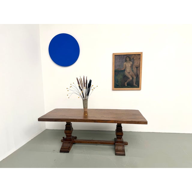 Maison Lecan presents this solid oak monastery table, France, 1920s. The monastery style dates back to medieval convent...