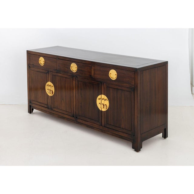 Late 20th Century Asian Modern Brass Mounted Mahogany Sideboard For Sale - Image 4 of 9