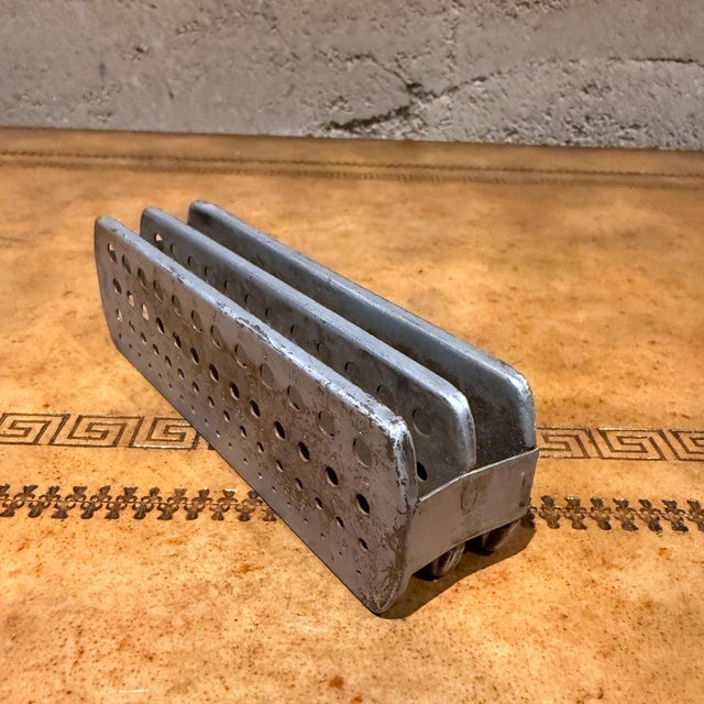 For your consideration, a vintage metal drill bit index stand. It is used to organize and identify various sizes of drill...