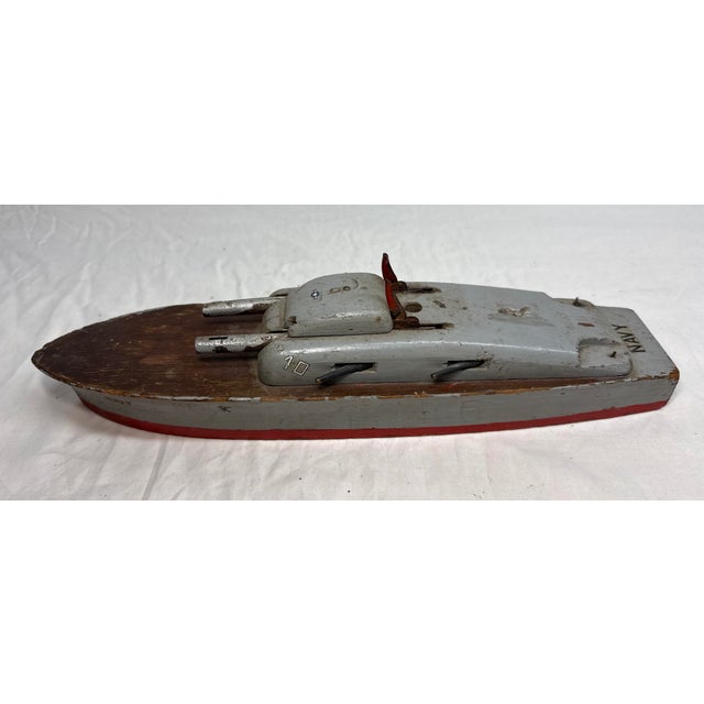 Vintage 1940s Handmade Wood Keystone Manufacturing Company Usn Battleship Model For Sale - Image 4 of 13