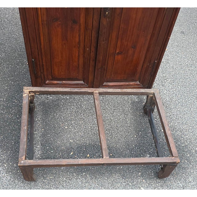 Spanish Antique Spanish Colonial Pine Armario on Stand With Hand-Forged Iron Hardware, 19th Century For Sale - Image 3 of 14
