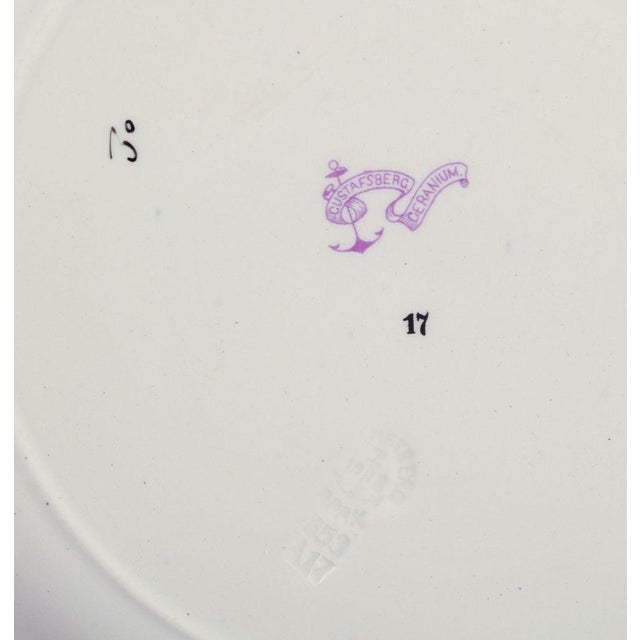 1910s Geranium Dinner Plates, Gustavsberg, Sweden, 1918, Set of 6 For Sale - Image 5 of 7