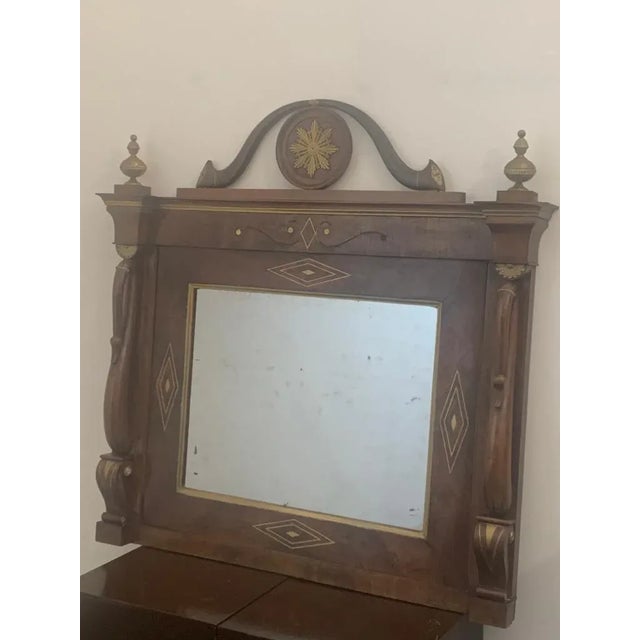 Genovese Mirror With Walnut Inlays & Small Parts in Brass For Sale - Image 9 of 9