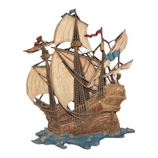Vintage Syroco Sailing Ship Wall Sculpture – Made in Usa For Sale