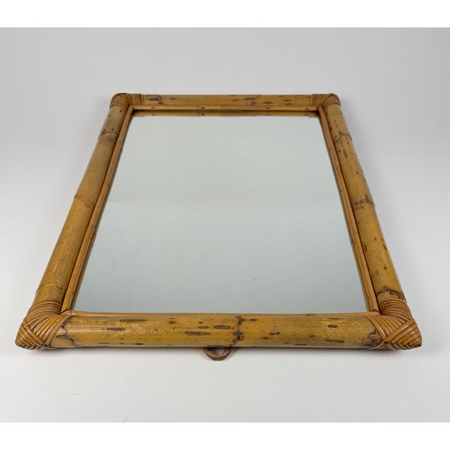 Mid-Century Modern Mid-Century Modern Bamboo Mirror, Italy, 1960s For Sale - Image 3 of 6