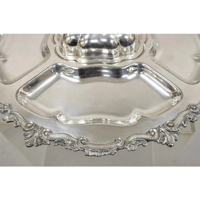 Vintage English Victorian Silver Plated Revolving Vegetable Serving Platter Tray For Sale - Image 12 of 12