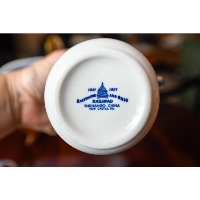 1920s Set of Baltimore Ohio Railroad Centennia Restaurant Ware Train Tea Set, Celery Dish, Tea Pot, Demitasse, Butter Pat For Sale - Image 9 of 12