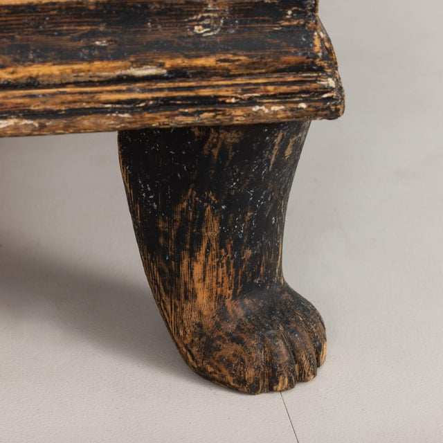 18th Century Swedish Baroque Period Cabinet in Original Paint With Bear Paw Feet For Sale - Image 12 of 18