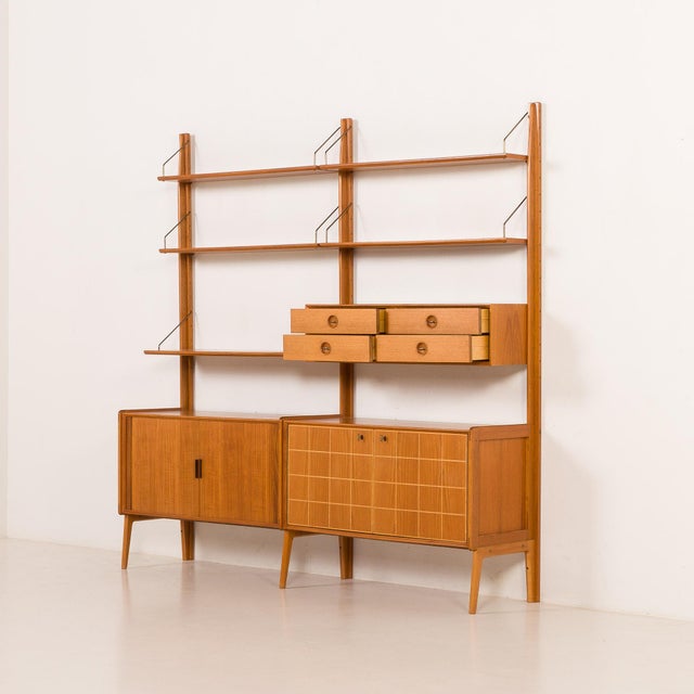 Wood Teak Free Standing Wall Unit by Fredrik A. Kayser for Gustav Bahus, Norway, 1960s For Sale - Image 7 of 18