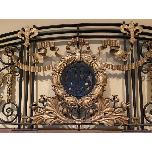 18th Century French Louis XVI Wrought Iron and Bronze King Size Headboard For Sale In Dallas - Image 6 of 13