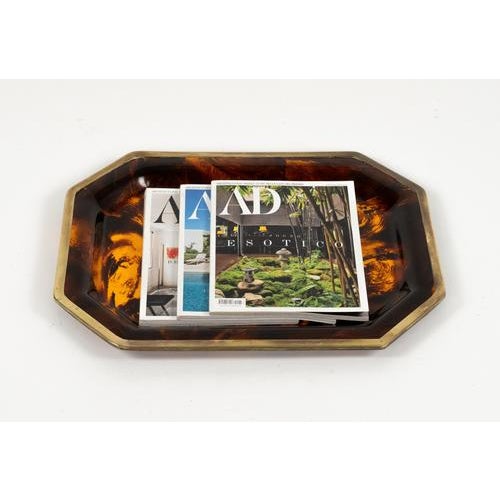 Serving Tray in Faux Tortoiseshell and Brass from Christian Dior, 1970s For Sale - Image 6 of 11