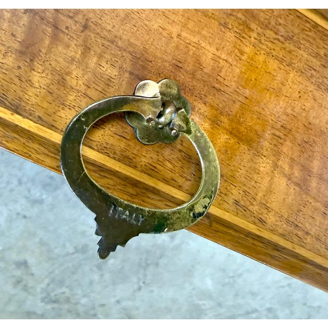 Brown Mid 20th Century Baker Furniture Walnut /Satinwood Bow Front Tall Dresser Chest of Drawers For Sale - Image 8 of 12
