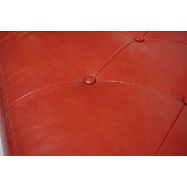 Red Tufted Leather William Switzer Armless Chair Dauphin For Sale - Image 11 of 15