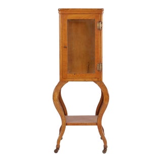 Vintage Art Deco Brown Steel Medical Display Cabinet For Sale