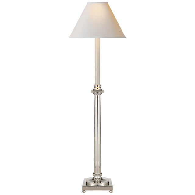 Traditional Chapman & Myers by Visual Comfort Signature Swedish Column Buffet Lamp in Polished Nickel with Natural Paper Shade For Sale - Image 3 of 3