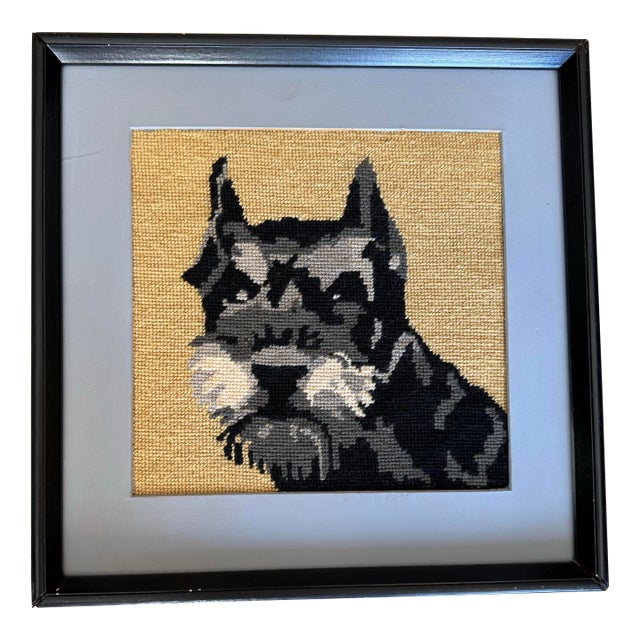 Schnauzer Needlepoint Framed Tapestry For Sale