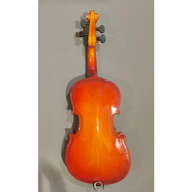 Vintage Miniature Replica Wood Violin and Bow With Case 6.5" Long For Sale - Image 4 of 10