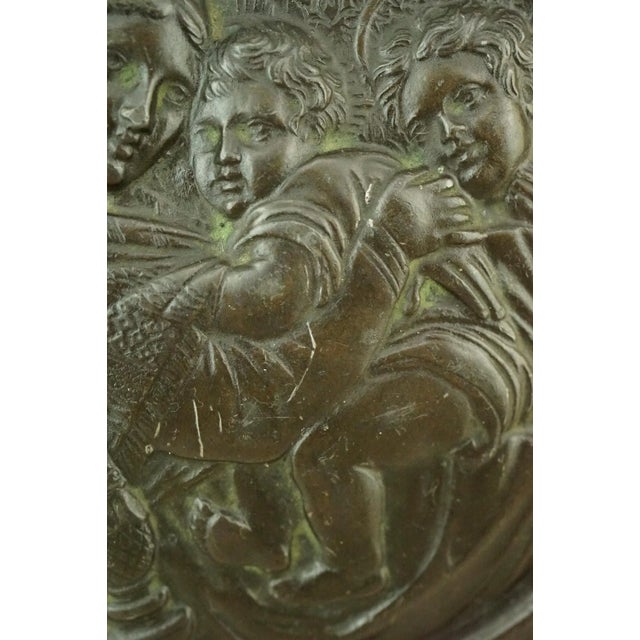 Bronze Medallion with Bas-Relief depicting the Madonna Della Seggiola by Raffaello Sanzio, Italy, Late 1800s For Sale - Image 14 of 18