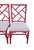 Hollywood Regency Vintage Cherry Red Regency Style Chippendale Rattan Dining Room Chairs Set of 5 For Sale - Image 3 of 12