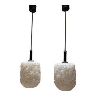 1960s Iced Glass Lanterns Denmark - a Pair For Sale