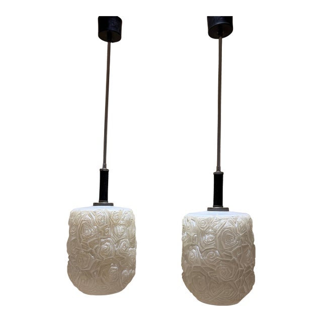 1960s Iced Glass Lanterns Denmark - a Pair For Sale