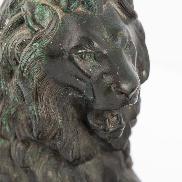 19th Century Victorian Verdigris Patinated Bronze Trafalgar Lions, 1870, Set of 2 For Sale - Image 17 of 18
