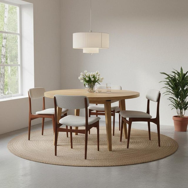 1970s Vintage Teak Chairs with Upholstered Boucle Back by Rasmussen for Thorsø Mobelfabrik, 1960s, Set of 6 For Sale - Image 5 of 18