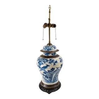 19th Century Chinese Blue and White Baluster Table Lamp For Sale