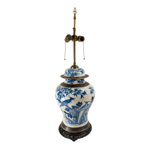 19th Century Chinese Blue and White Baluster Table Lamp