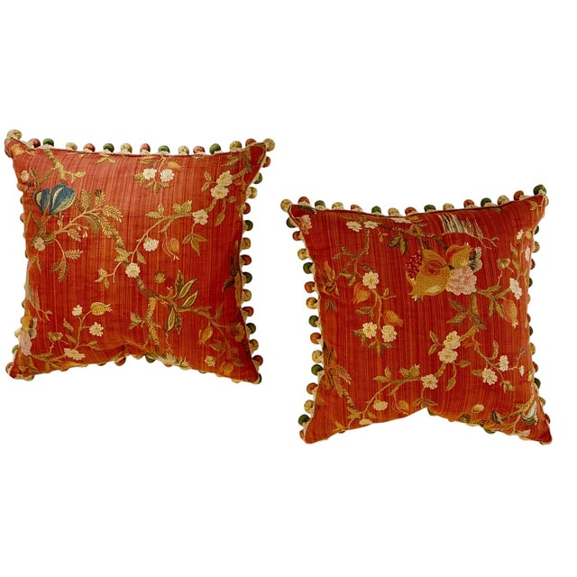 1970s Scalamandré Floral Pillows - A Pair For Sale - Image 5 of 5