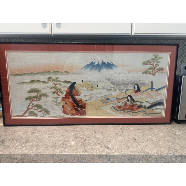 Japanese 1940s Japanese Silk Painting Framed Artwork For Sale - Image 3 of 3
