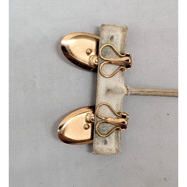 Vintage 1950s Signed Napier Goldtone Florentine Finish Pink Resin Clip Earrings-2 Pieces For Sale In Philadelphia - Image 6 of 7