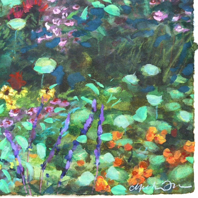 2020s Golden Hour - Original Gold and Green Landscape Mixed Media Work on Handmade Paper by Michaela Jean For Sale - Image 5 of 6