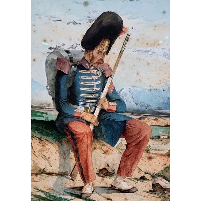 Unknown, The Warrior's Rest, 1800s, Watercolor on Paper, Framed For Sale - Image 5 of 7