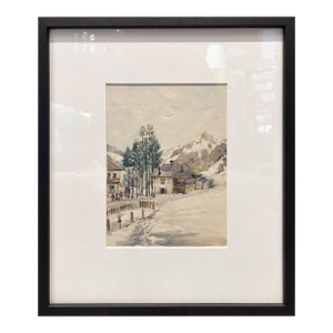 Vintage French Watercolor Drawing 1942