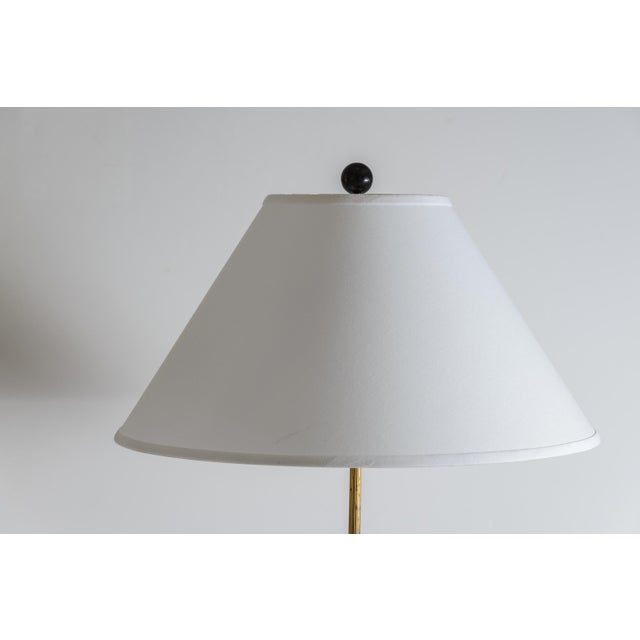 Brown 1960s French Hollywood Regency Brass Gallery Bouillotte Table Floor Lamp For Sale - Image 8 of 14