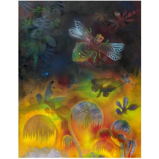 Mason Rader, Abstract Surrealist Spray Paint Mixed Media Painting Mason Rader Outsider Art, 1995 For Sale