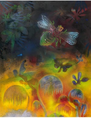 Mason Rader, Abstract Surrealist Spray Paint Mixed Media Painting Mason Rader Outsider Art, 1995