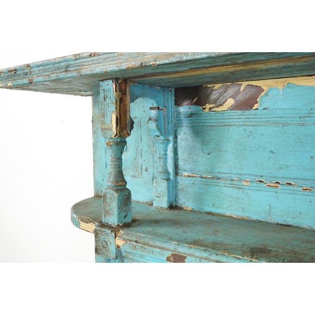 Reclaimed Georgian Distressed Blue Wooden Fireplace Mantel For Sale - Image 6 of 13