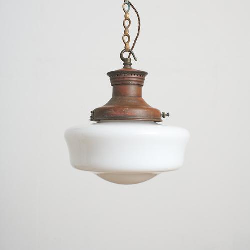 antique church opaline glass pendant light by maxlume – d an original opaline glass pendant light salvaged from school...