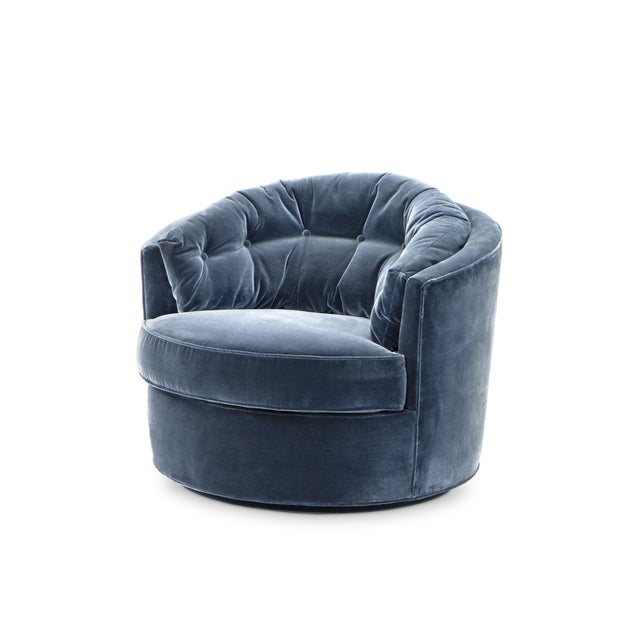 Eichholtz Recla Blue Round Art Deco Accent Chair Chairish