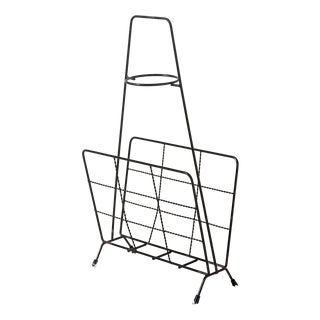 Vintage French Magazine Rack with Ashtray Holder, 1960s For Sale