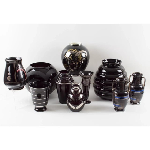 Belgium Oversized Black Glass Vase, 1950s For Sale - Image 9 of 11