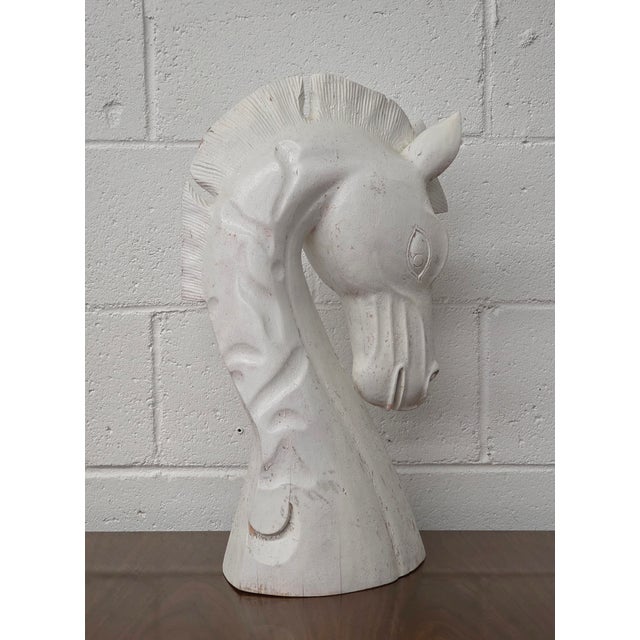 Mid-Century Modern 1960s Hand Carved Wooden Etruscan Horse Bust For Sale - Image 3 of 6